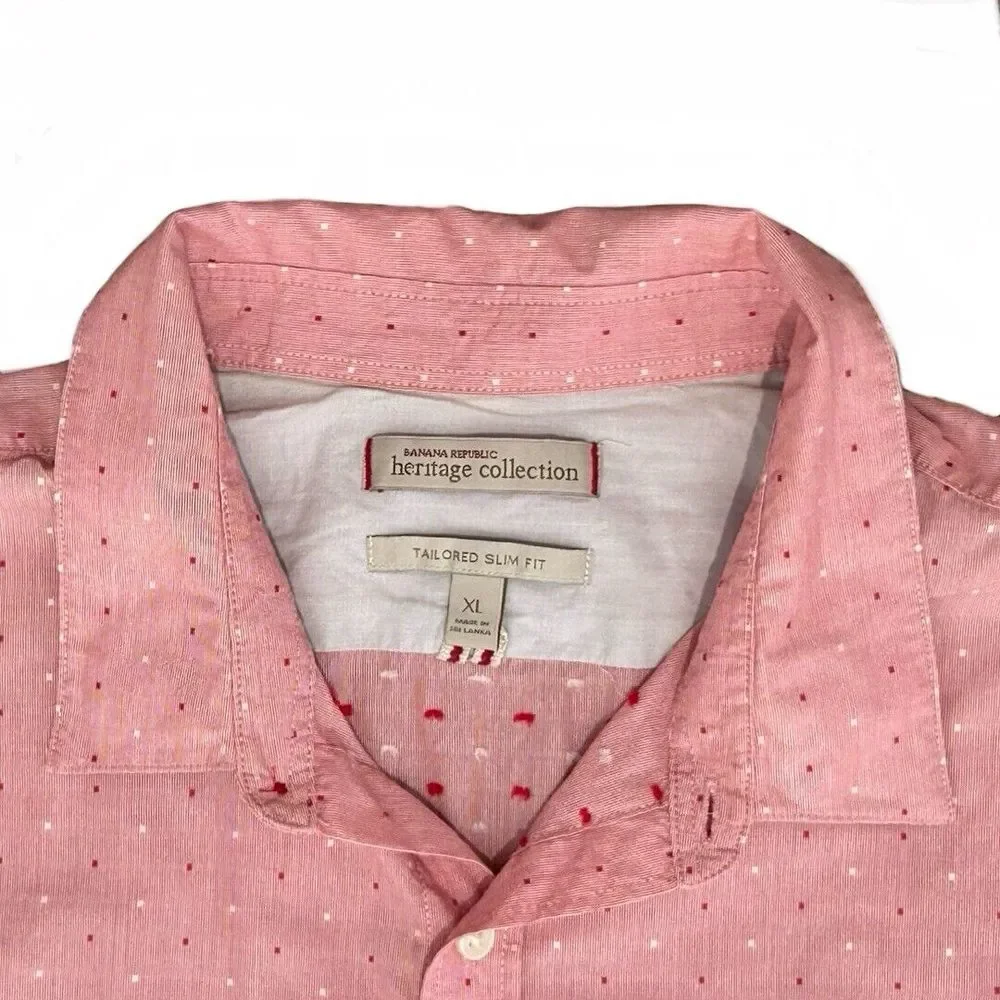 Banana Republic‎ Men's Heritage Collection Pink Tailored Slim Fit Shirt Size XL